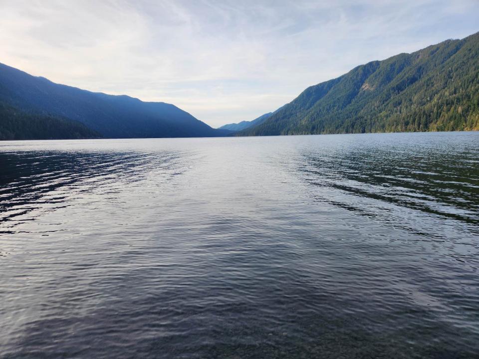 a lake and mountains